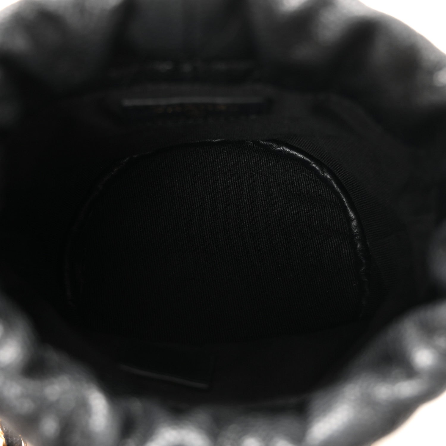 Caviar Quilted Coco First Bucket Clutch With Chain Black