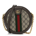 GG Supreme Monogram Web Mini Ophidia Round Shoulder Bag Brown