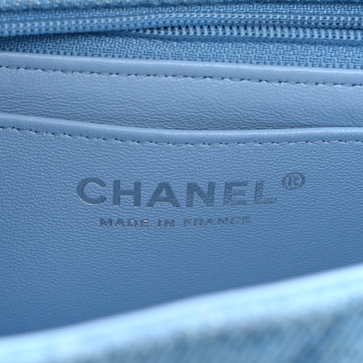 Denim Quilted Mini Rectangular Flap Blue