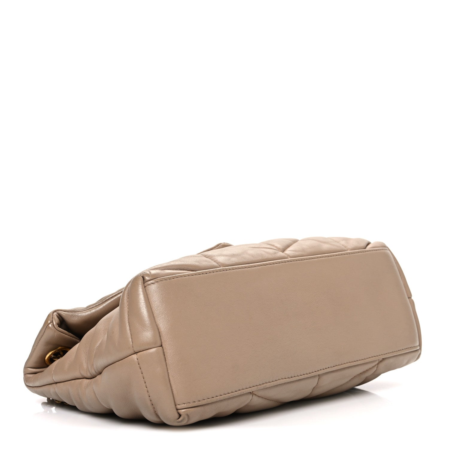Lambskin Quilted Small Loulou Puffer Monogram Chain Satchel Dark Beige