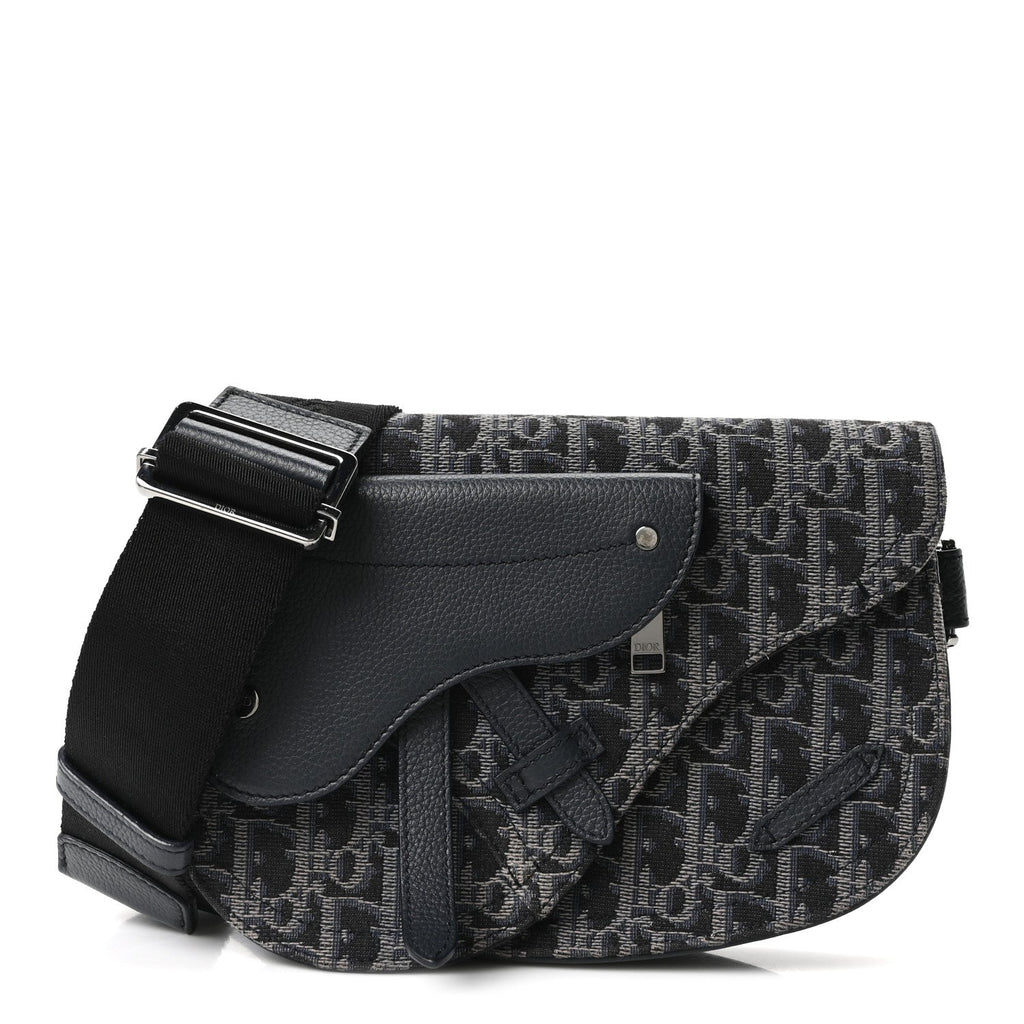 Oblique Saddle Messenger Pouch Blue Black