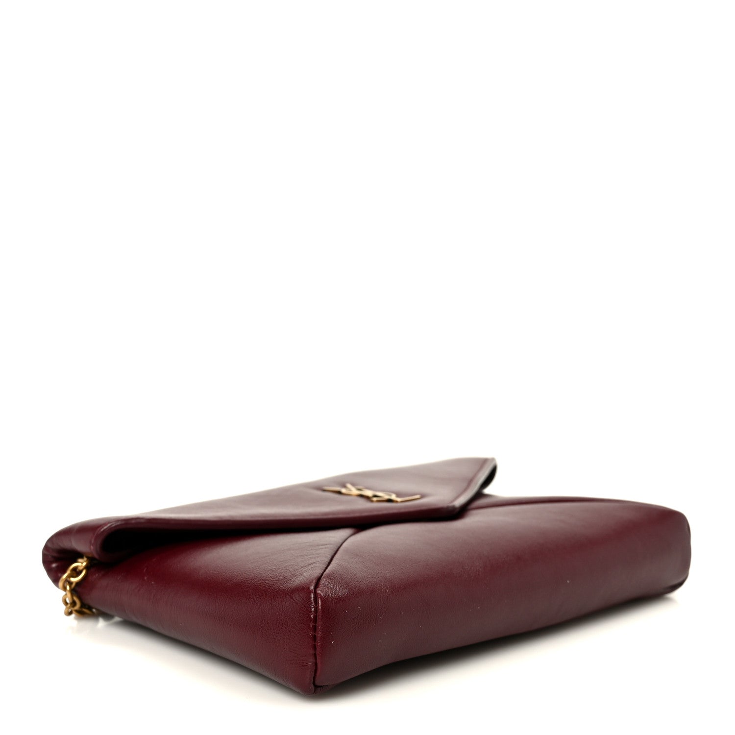 Shiny Calfskin Small Cassandre Chain Pouch Dark Ruby