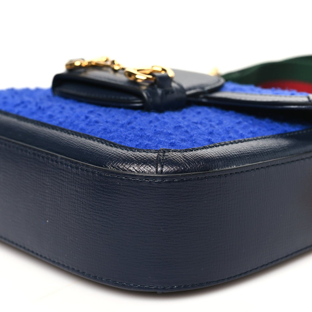 Casy Wool Azalea Calfskin Mini Horsebit 1955 Shoulder Bag Blue China