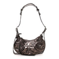 Metallic Agneau Arena Le Cagole Shoulder Bag XS Dark Bronze