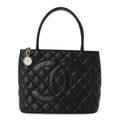 Caviar Quilted Medallion Tote Black