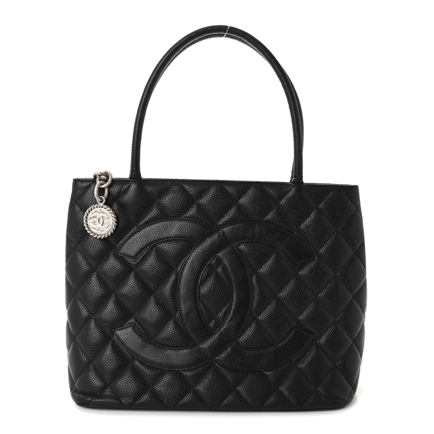 Caviar Quilted Medallion Tote Black