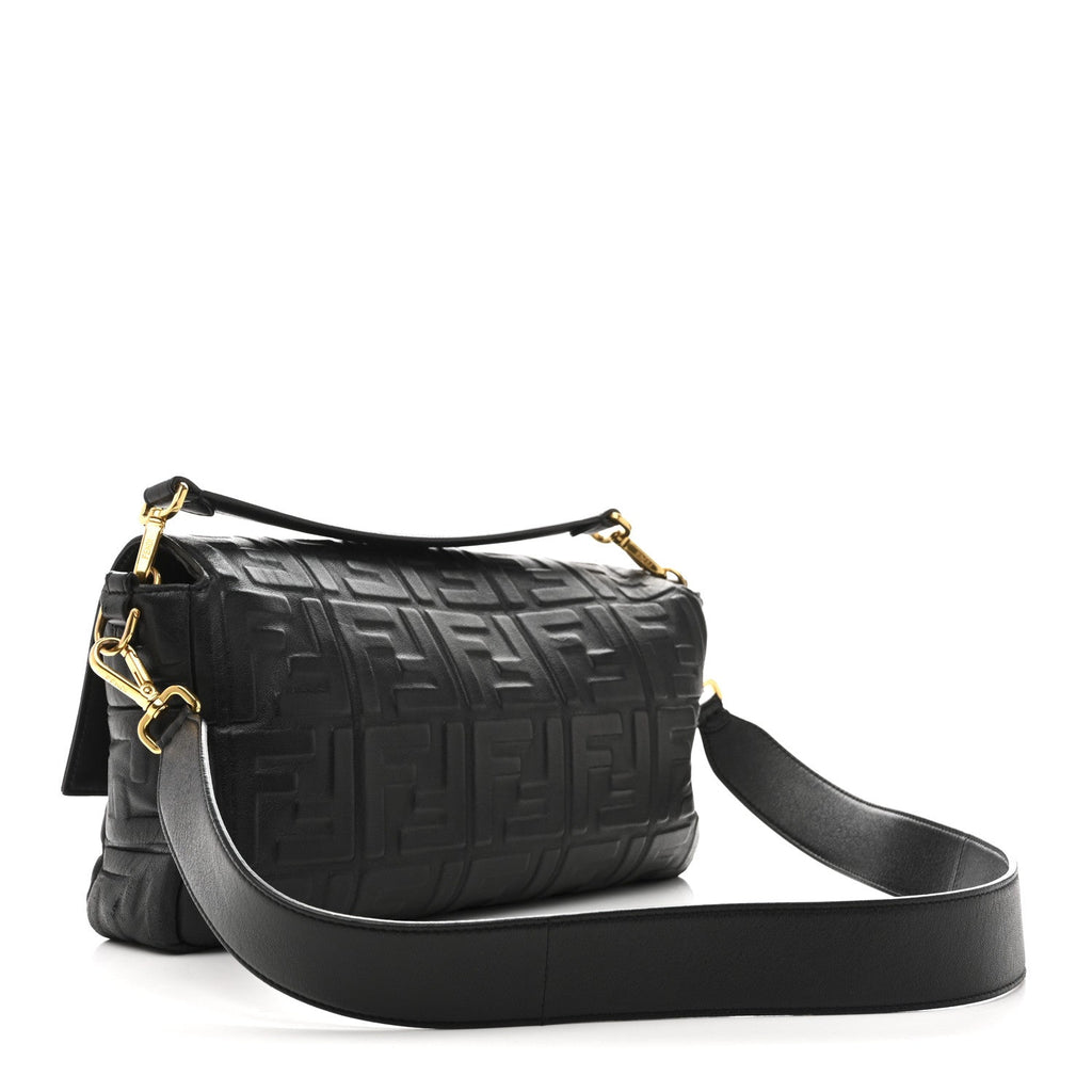 Nappa FF 1974 Embossed Large Baguette Black