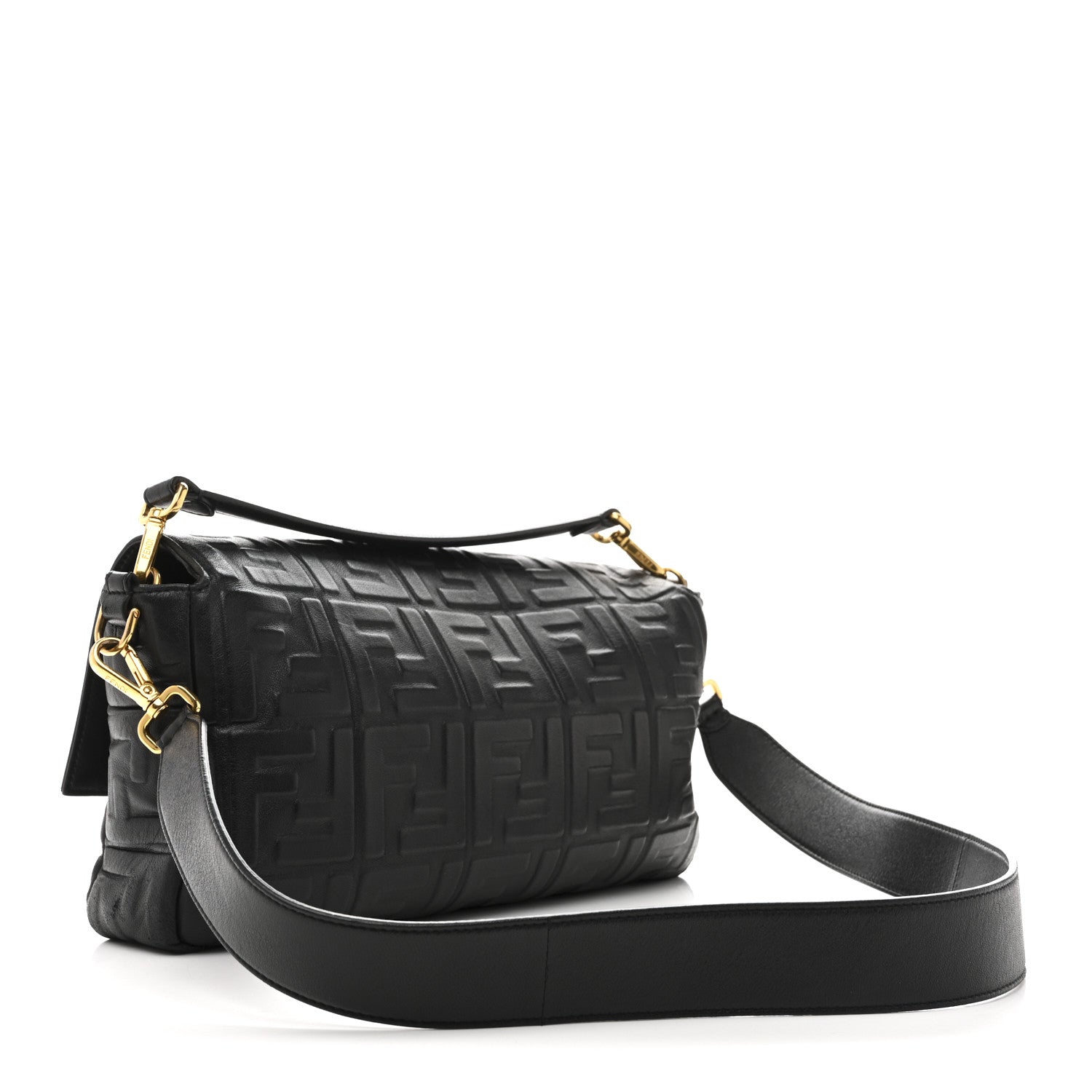 Nappa FF 1974 Embossed Large Baguette Black