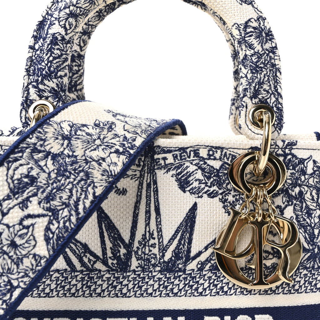 Canvas Reverse Embroidered Rêve d'Infini Medium Lady D-Lite Blue Multicolor