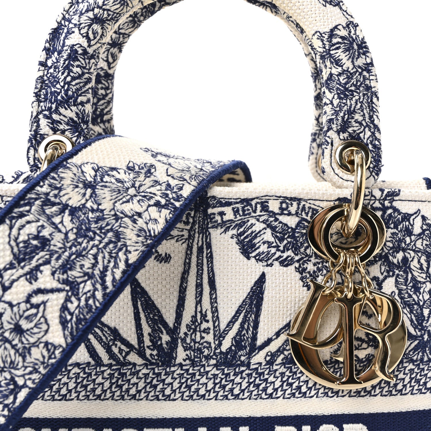 Canvas Reverse Embroidered Rêve d'Infini Medium Lady D-Lite Blue Multicolor