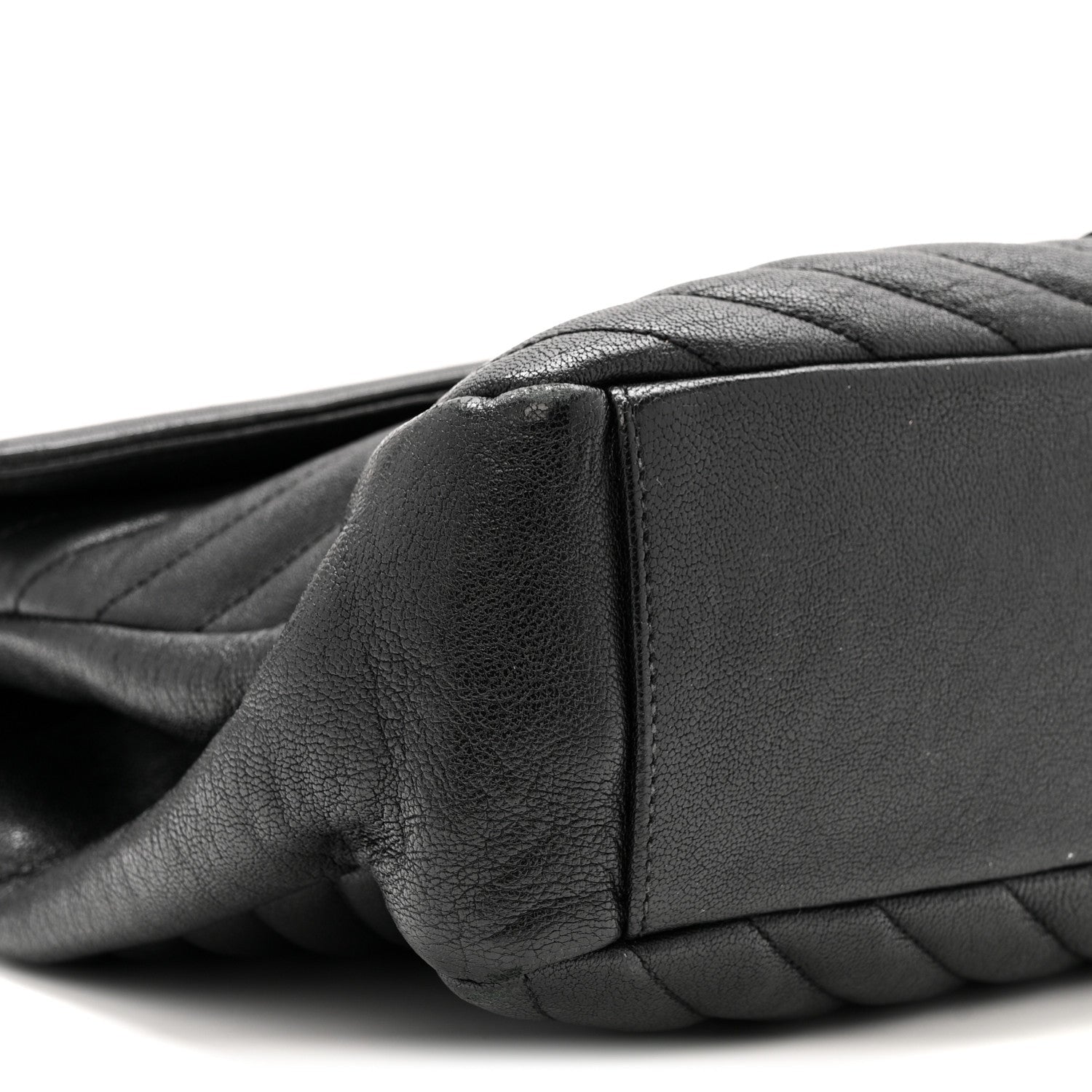Sheepskin Matelasse Chevron Monogram Monochrome Large College Satchel Black