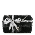 Sequin Ribbon Mini Rectangular Flap Black White