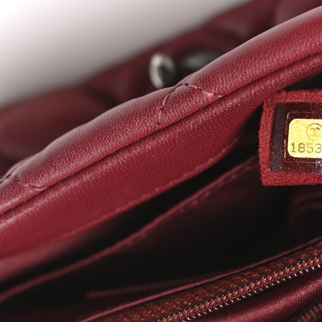 Lambskin Quilted Mini Round Flap Red