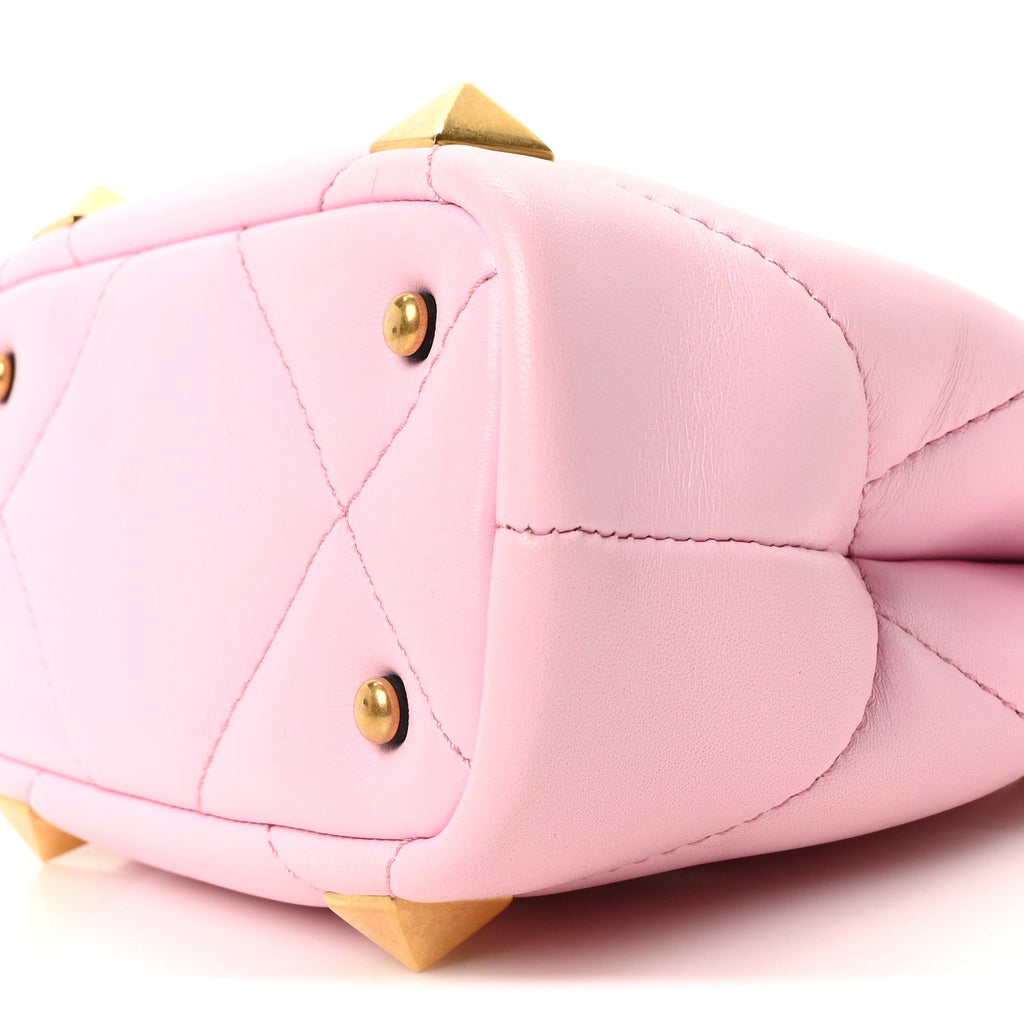 Nappa Mini Roman Stud The Handle Bag Pink Borealis