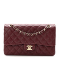 Caviar Quilted Medium Double Flap Burgundy