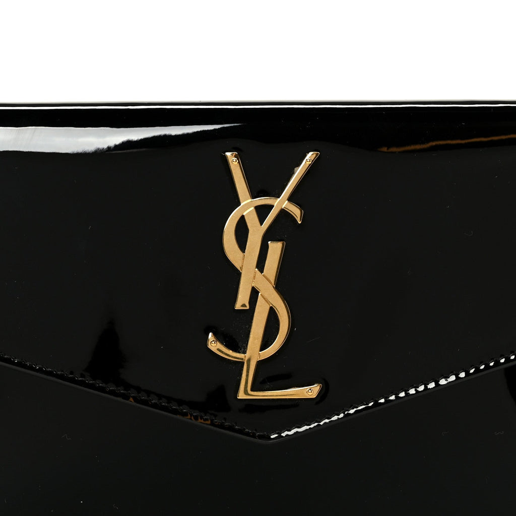 Patent Calfskin Monogram Uptown Clutch Black