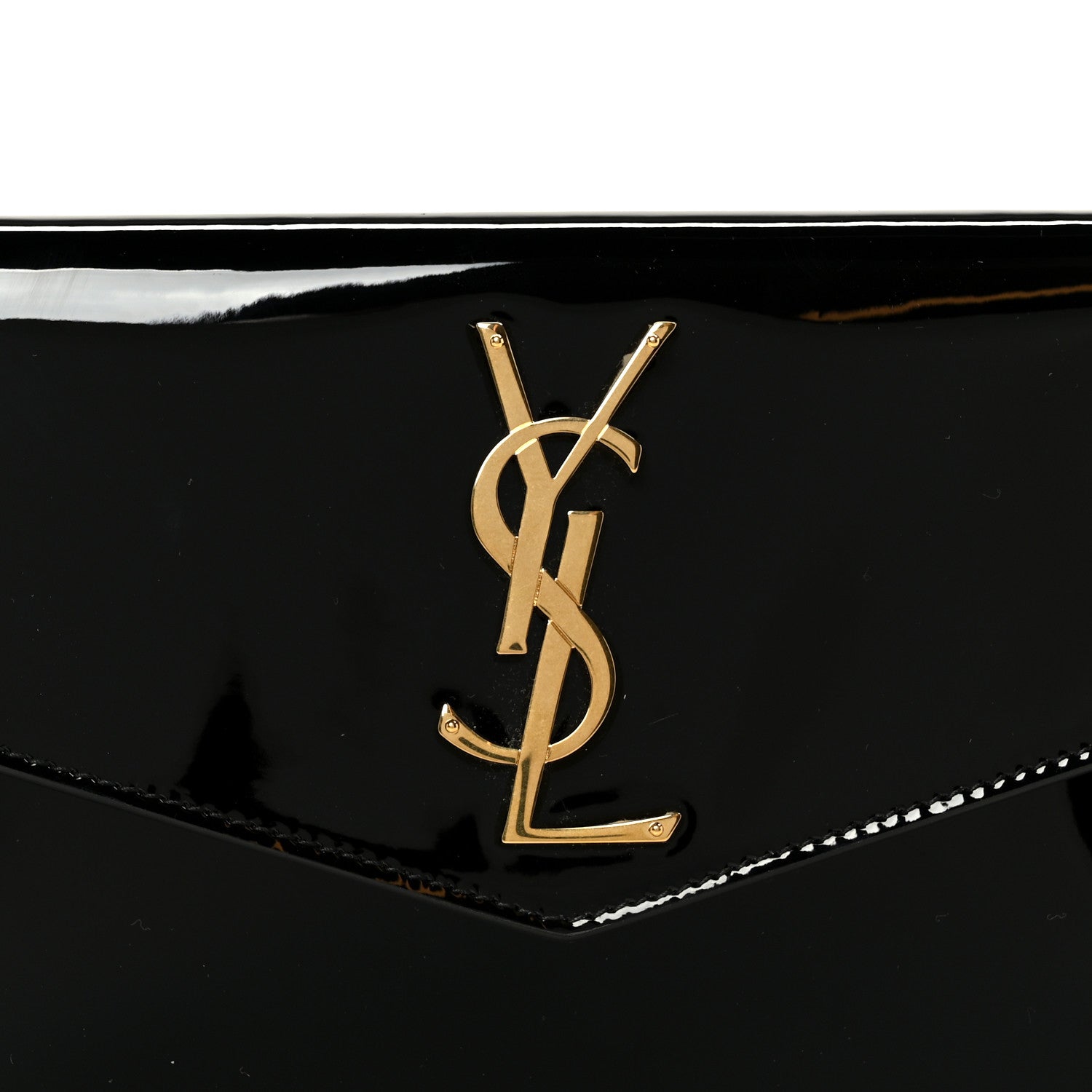 Patent Calfskin Monogram Uptown Clutch Black