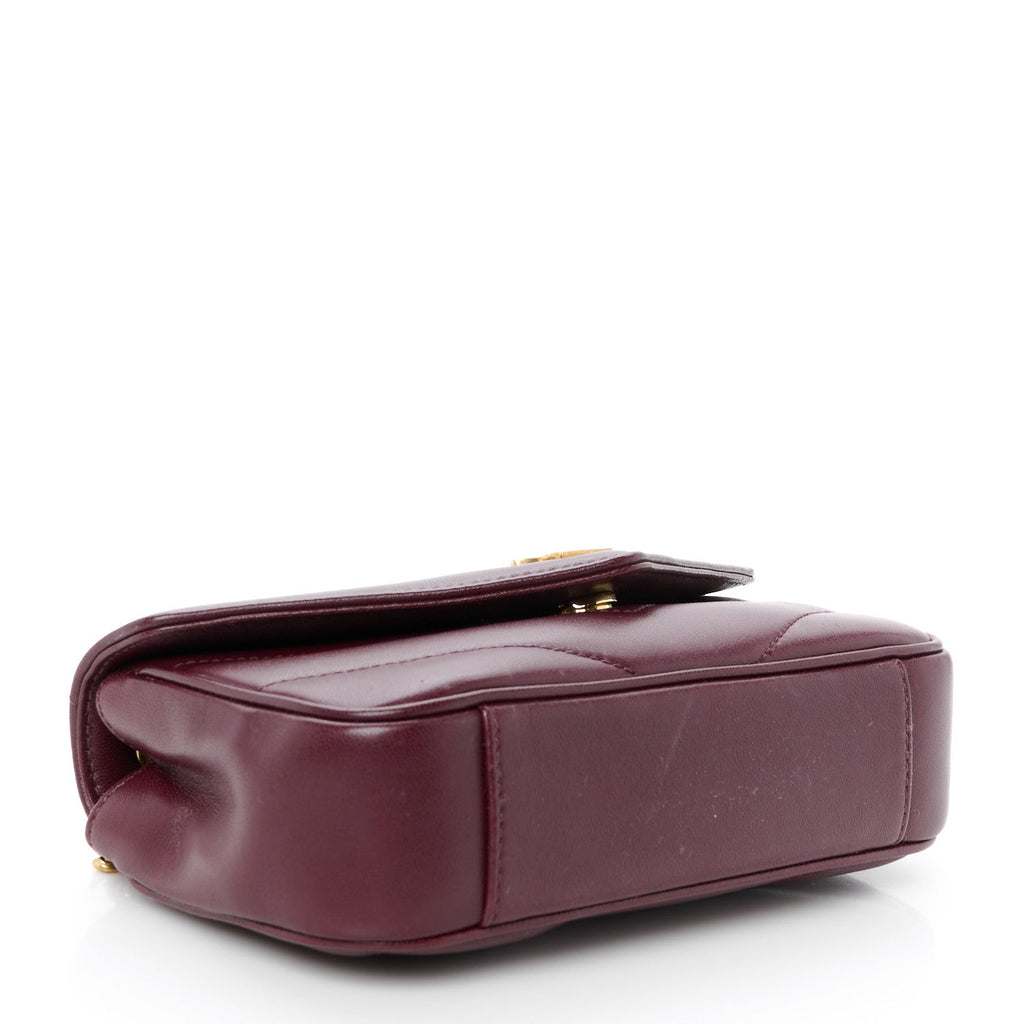 Lambskin Chevron Quilted Mini Loulou Rouge Cabernet