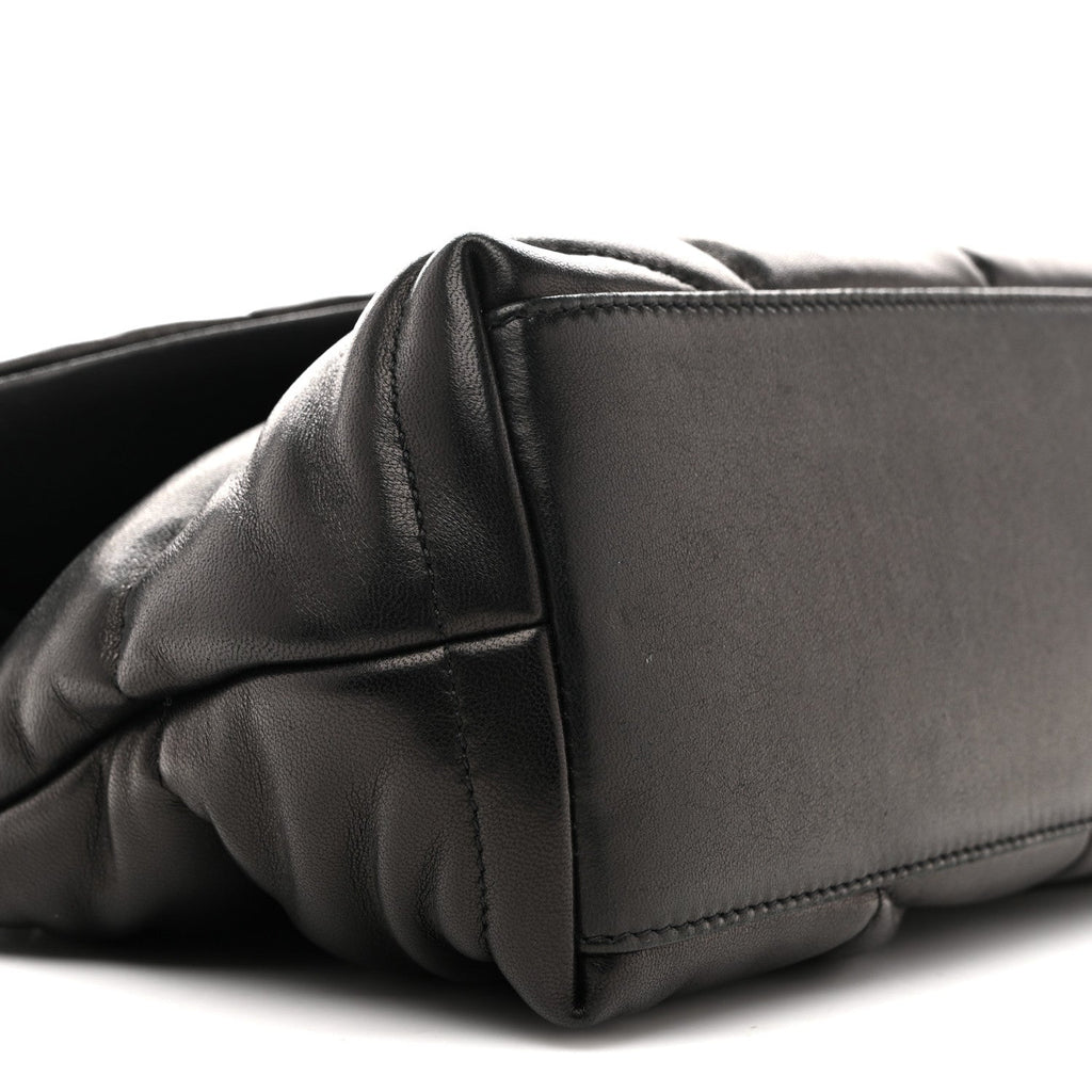 Lambskin Quilted Small Loulou Puffer Monogram Chain Satchel Black