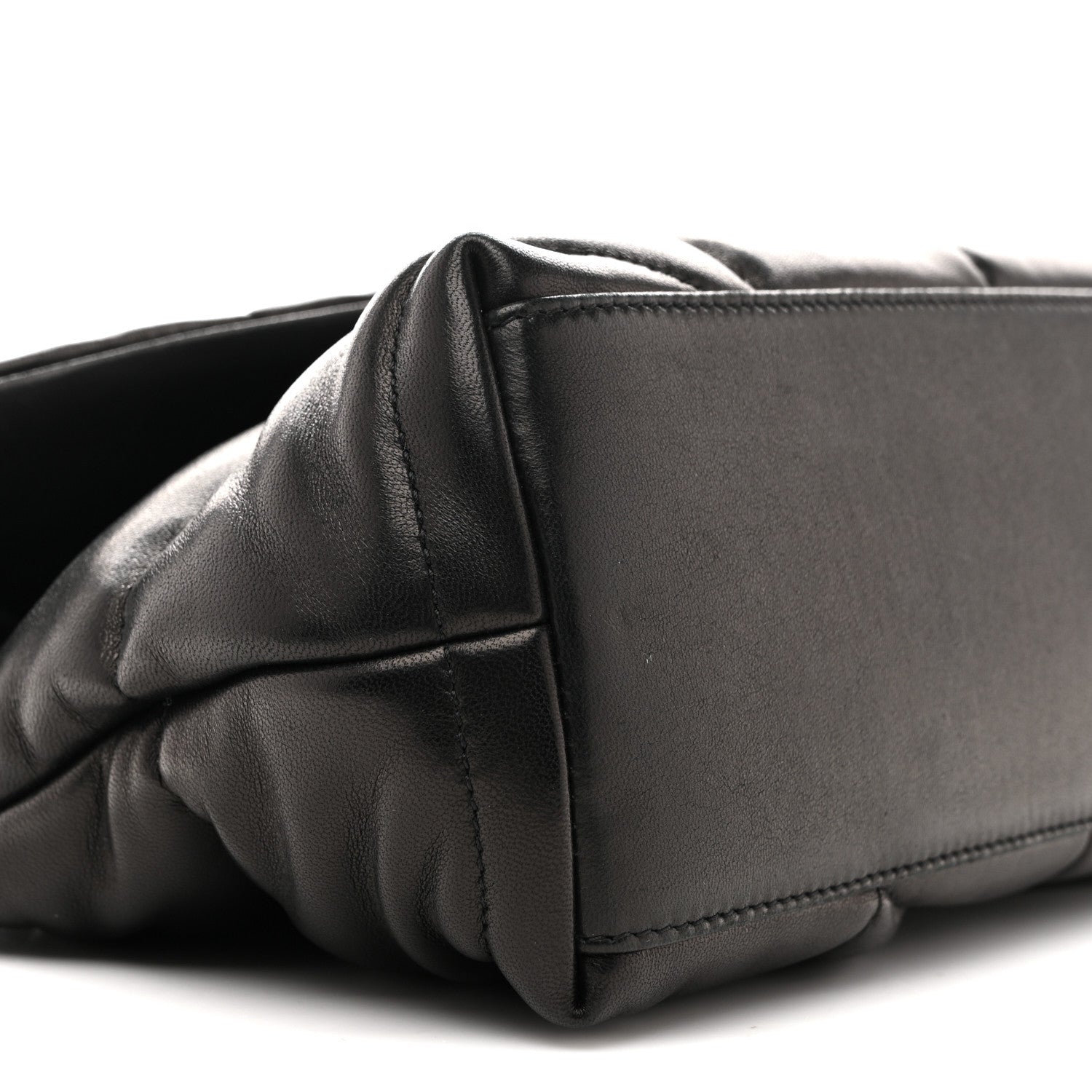 Lambskin Quilted Small Loulou Puffer Monogram Chain Satchel Black