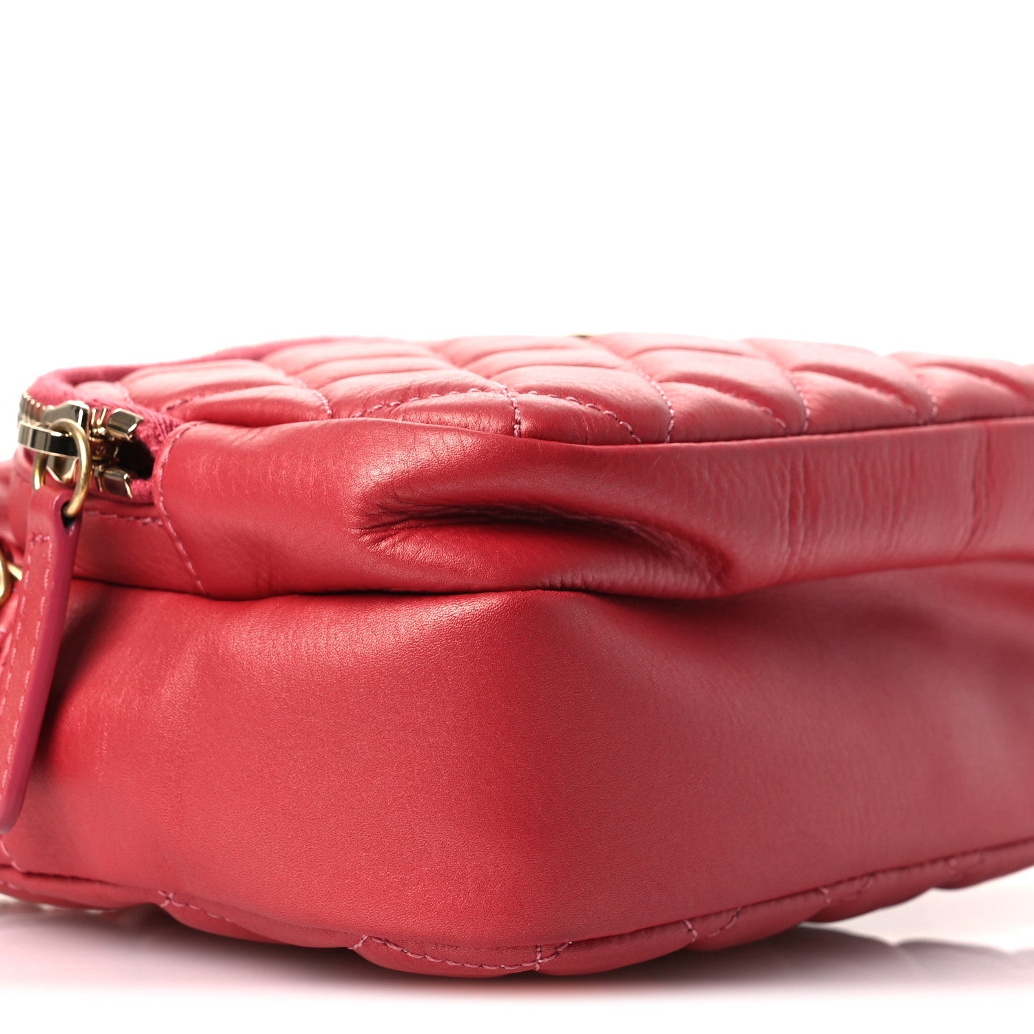 Calfskin Quilted Day Trips Camera Case Pink