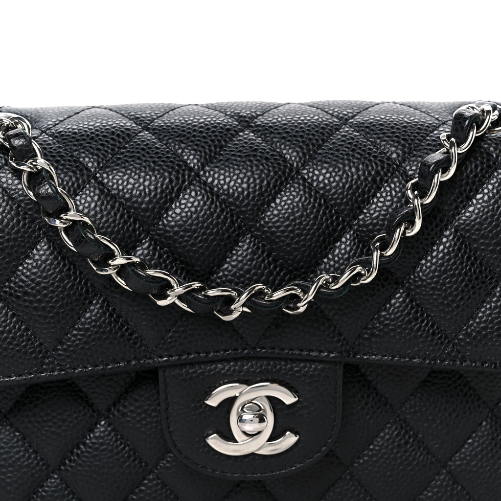 Caviar Quilted Small Double Flap Black