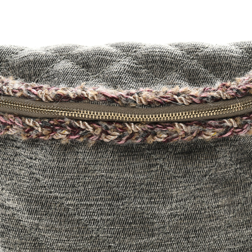 Wool Velvet Quilted Parisian Stroll Belt Bag Grey