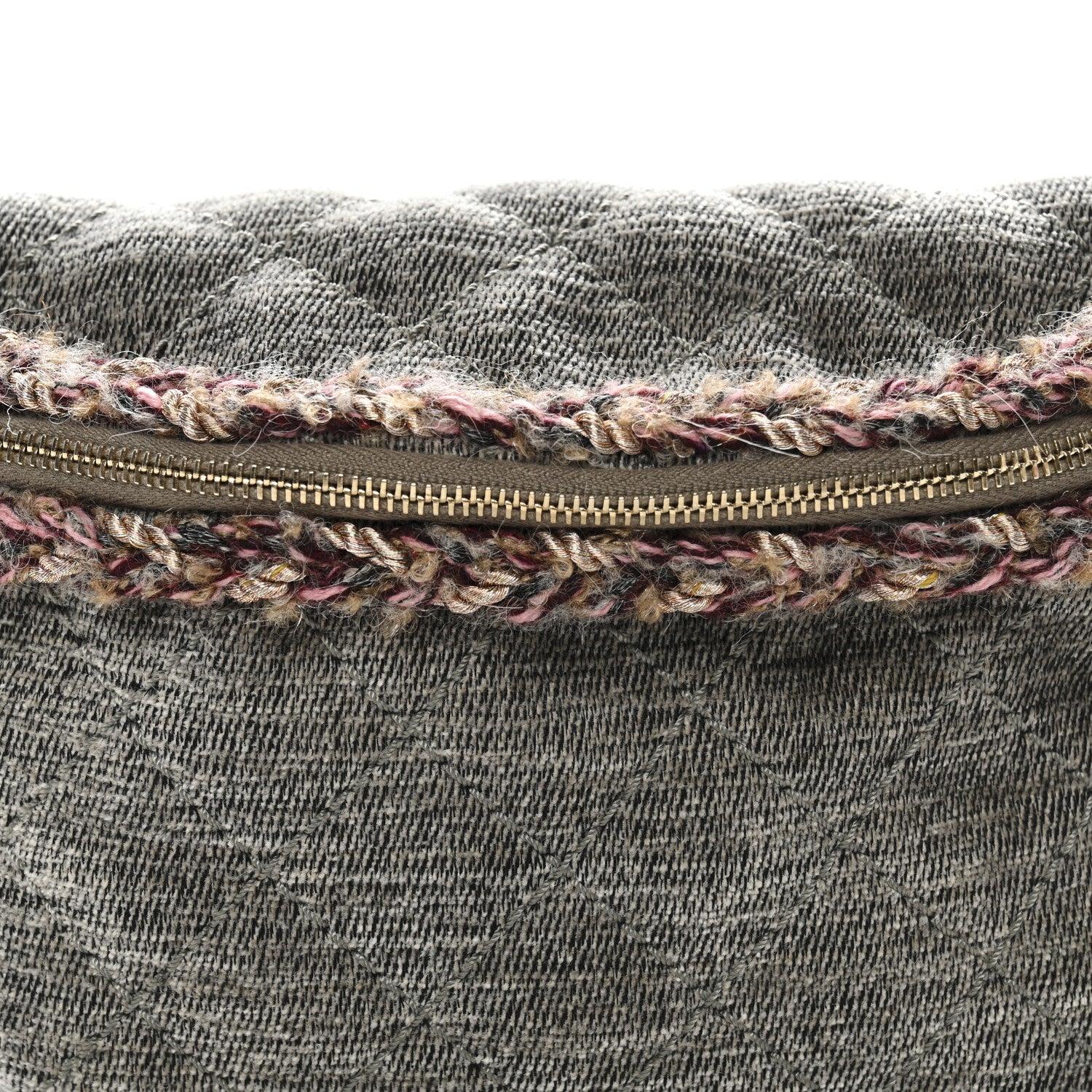Wool Velvet Quilted Parisian Stroll Belt Bag Grey