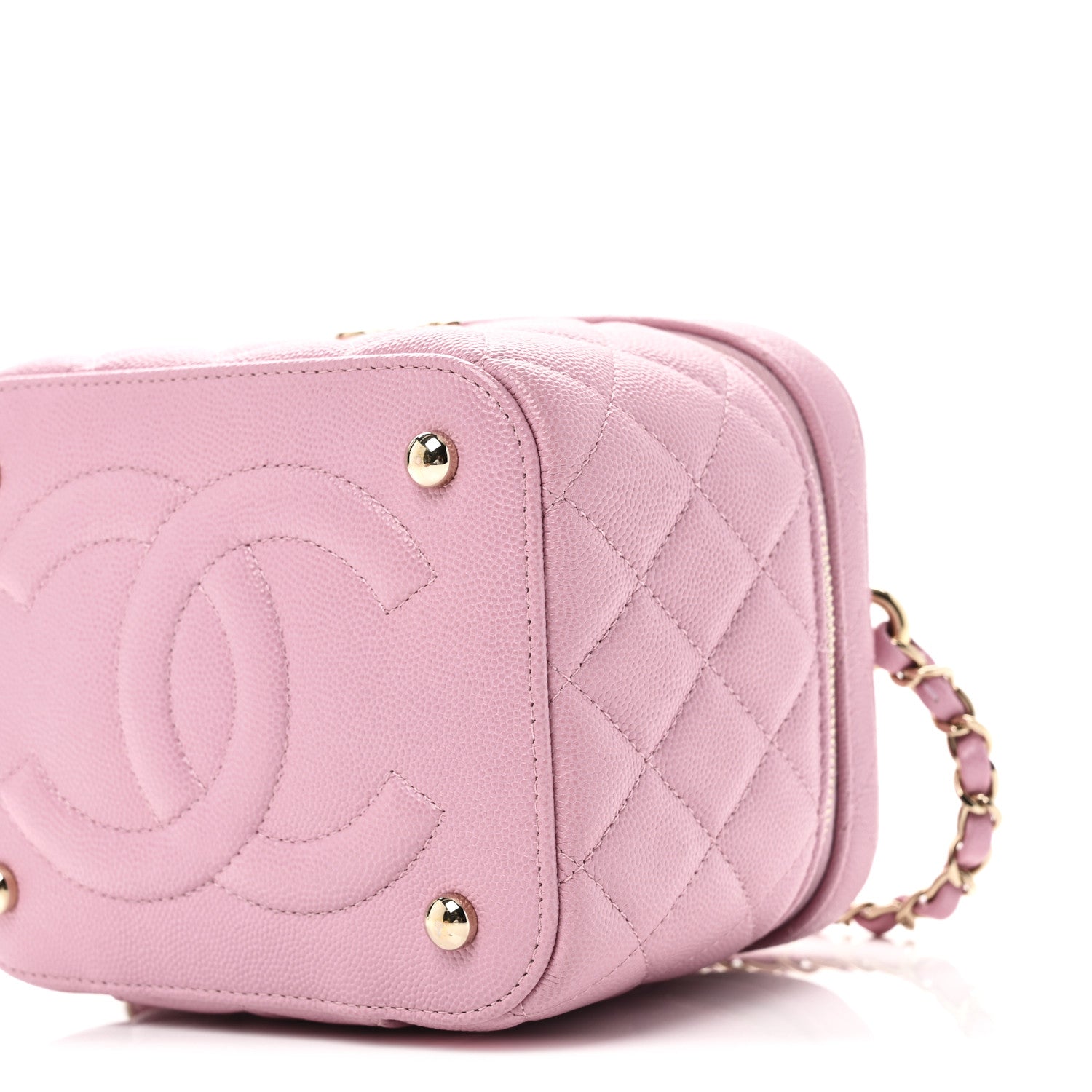 Caviar Quilted Small CC Vanity Case Pink