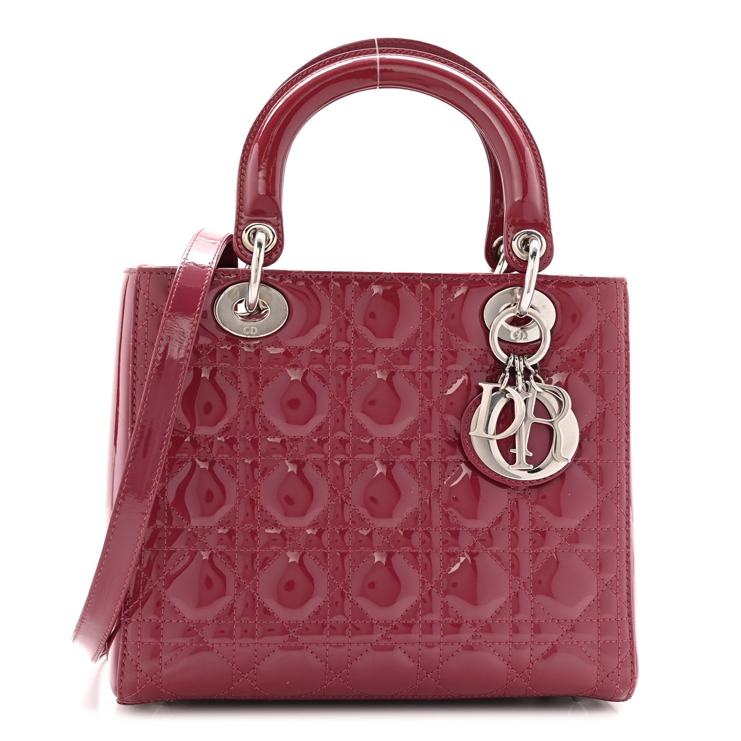 Patent Cannage Medium Lady Dior Dark Pink