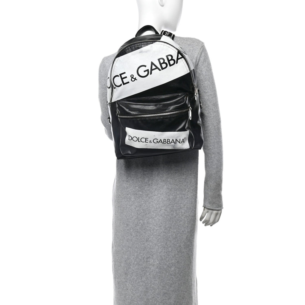 Calfskin Coated Canvas Vulcano Backpack Black
