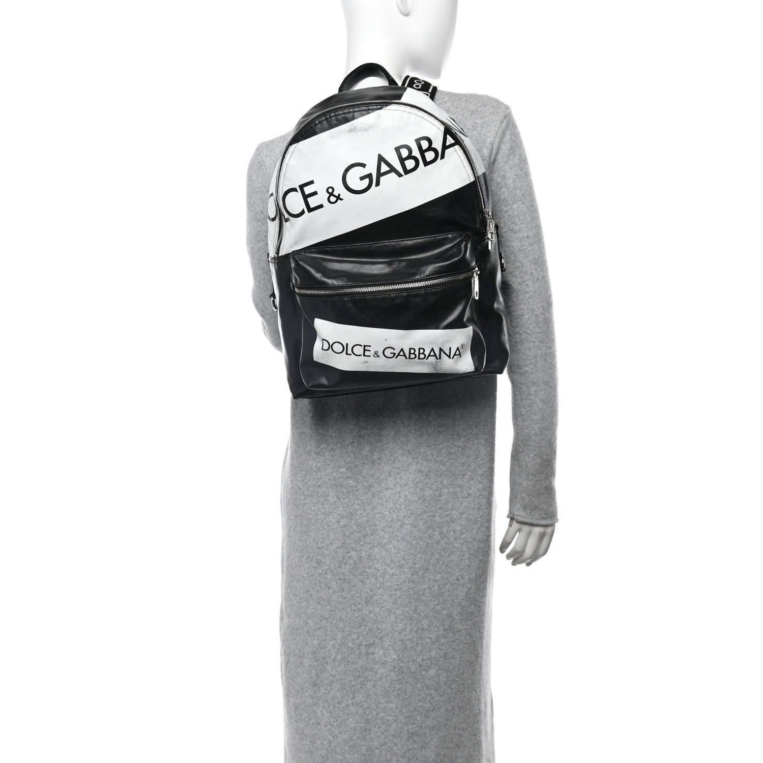 Calfskin Coated Canvas Vulcano Backpack Black