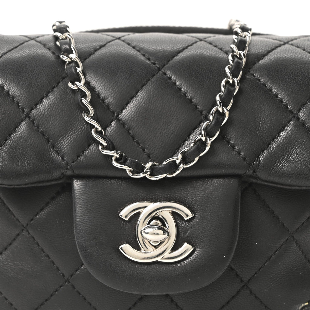 Lambskin Stitched New Mini Flap Black
