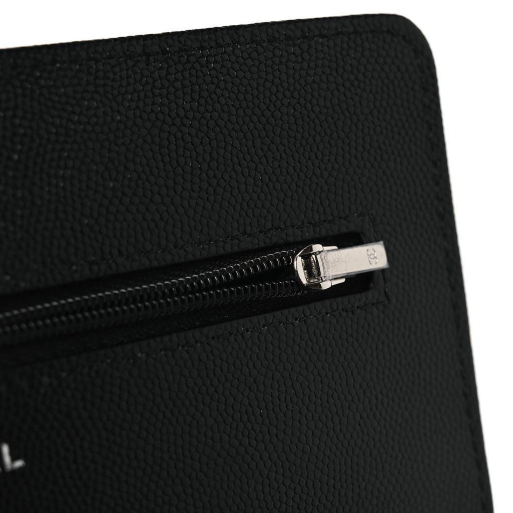 Caviar Quilted Crystal Star Wallet On Chain Black