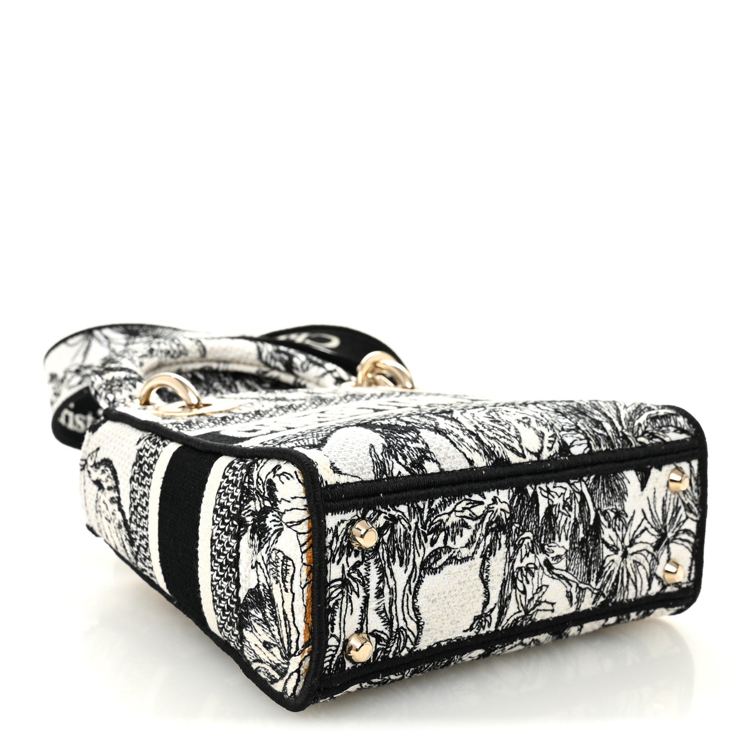 Canvas Embroidered Toile De Jouy Mini Lady D-Lite White Black