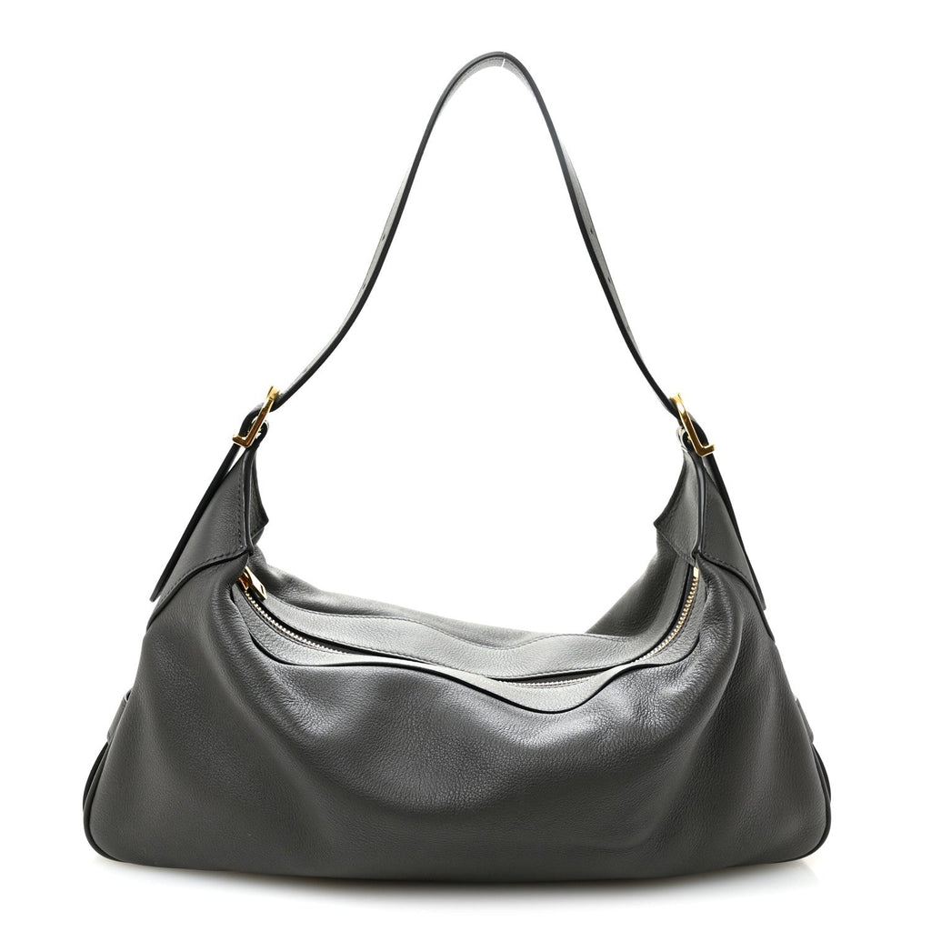 Supple Calfskin Medium Romy Shoulder Bag Grey