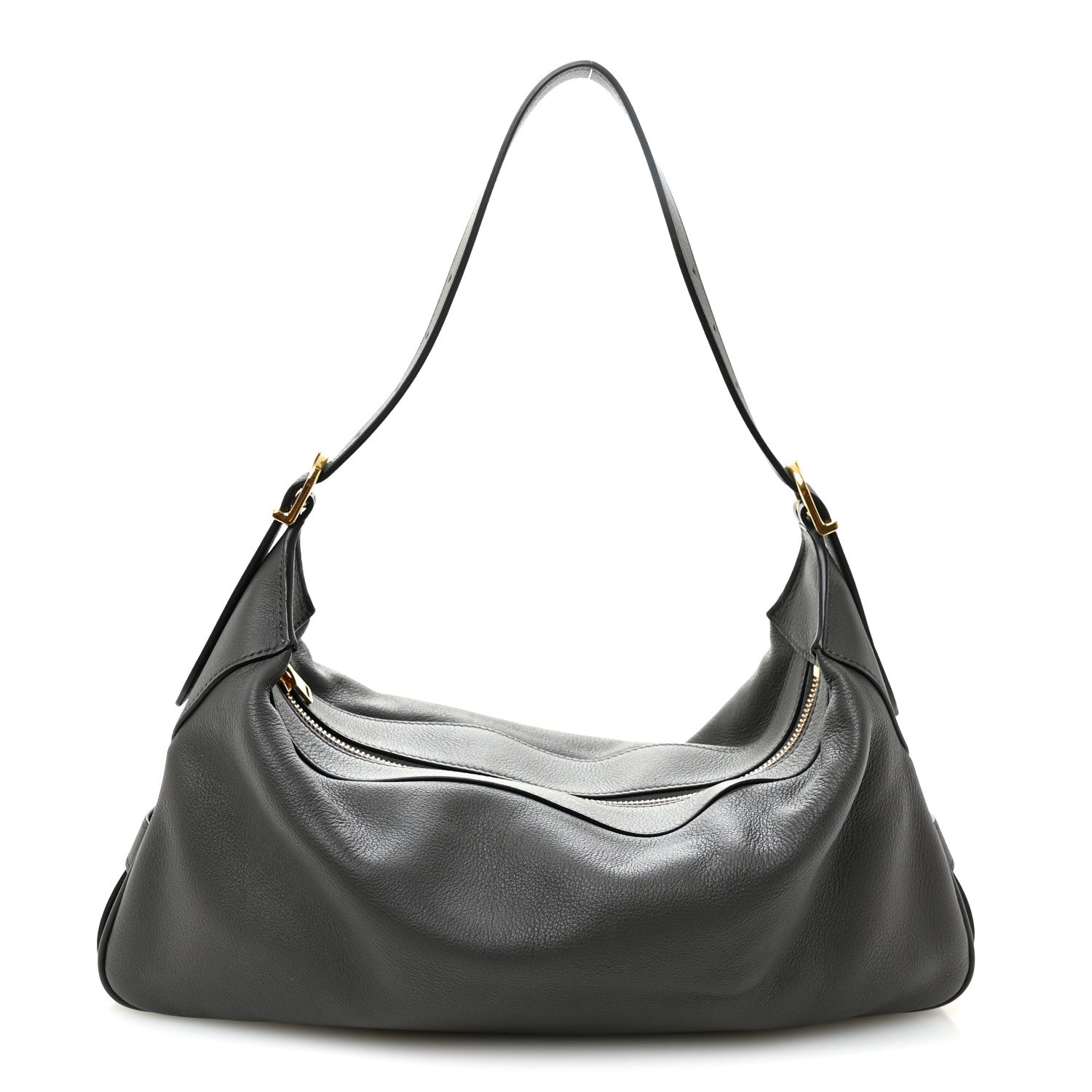 Supple Calfskin Medium Romy Shoulder Bag Grey