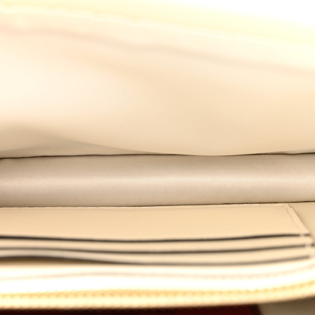 Calfskin Lacquer Monochrome Rockstud Wallet On Chain Ivory