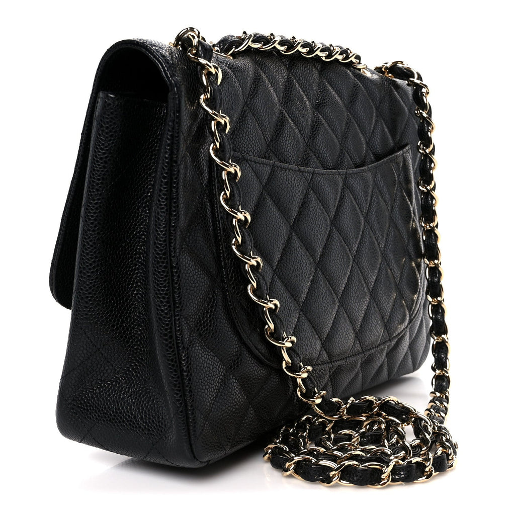Caviar Quilted Jumbo Single Flap Black