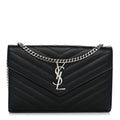 Grain De Poudre Matelasse Chevron Monogram Chain Wallet Black