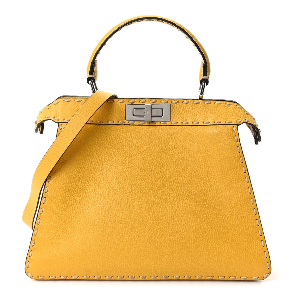 Vitello Granato Camoscio Selleria Macro Stitchings Medium Peekaboo I SEE U Satchel Mimosa