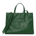 Vegan Leather Medium Shopping Bag Greenscreen