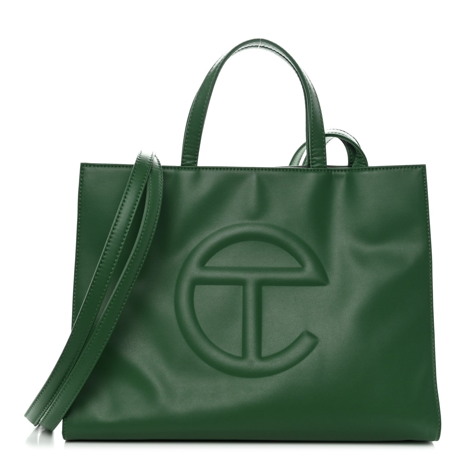 Vegan Leather Medium Shopping Bag Greenscreen