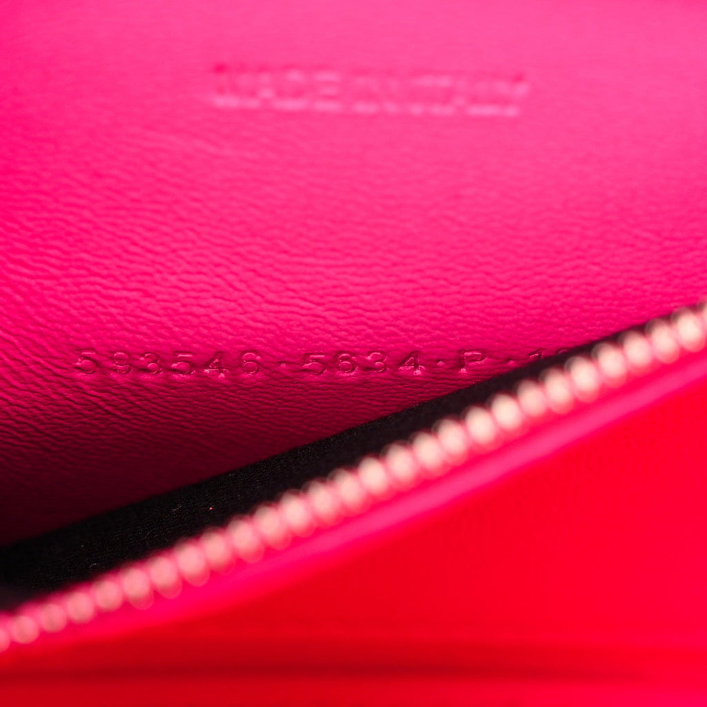 Shiny Box Calfskin Small Hourglass Top Handle Bag Acid Fuchsia