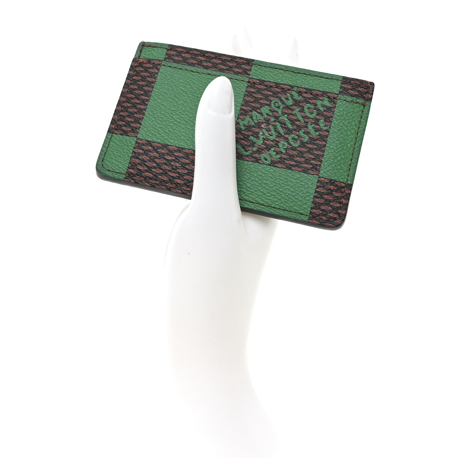 Damier Pop Porte Cartes Simple  Holder Green