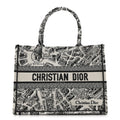 Canvas Embroidered Medium Plan De Paris Book Tote White Black