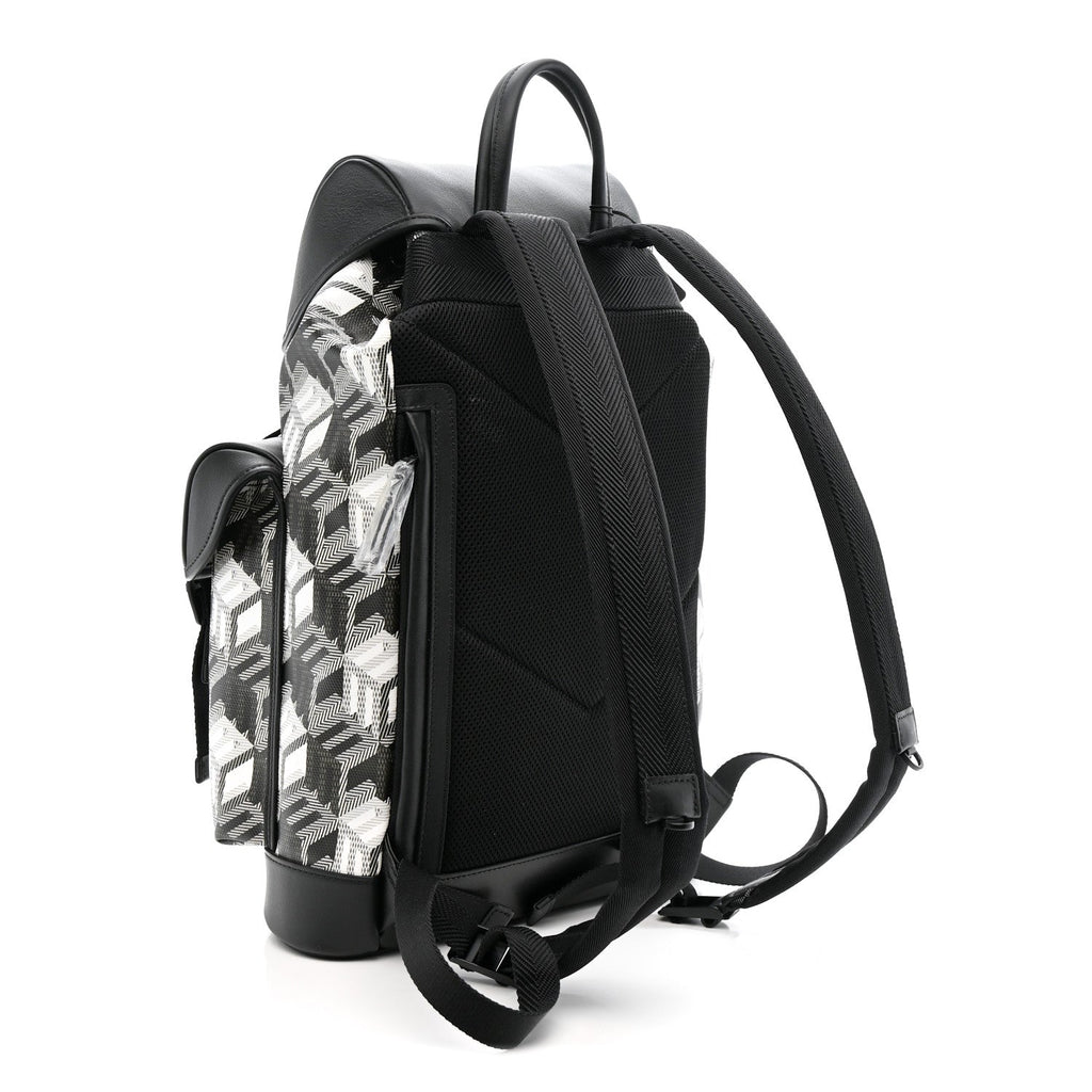 Canvas Nappa Cubic Monogram Medium Brandenburg Backpack Black White