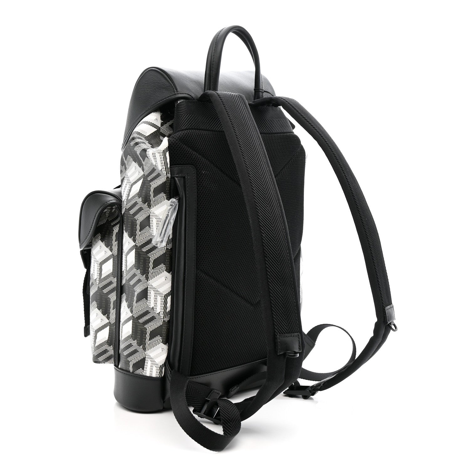 Canvas Nappa Cubic Monogram Medium Brandenburg Backpack Black White