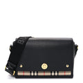 Grainy Calfskin Vintage Check Note Crossbody Bag Black