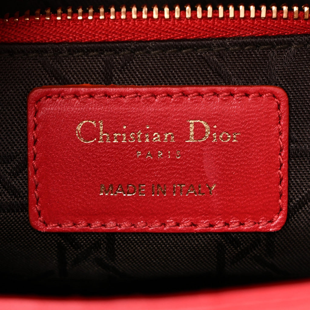 Lambskin Cannage Small Lucky Badges My Lady Dior Red